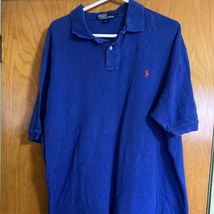 Vintage Polo by Ralph Lauren Men's Short Sleeved Blue Polo Size L Large